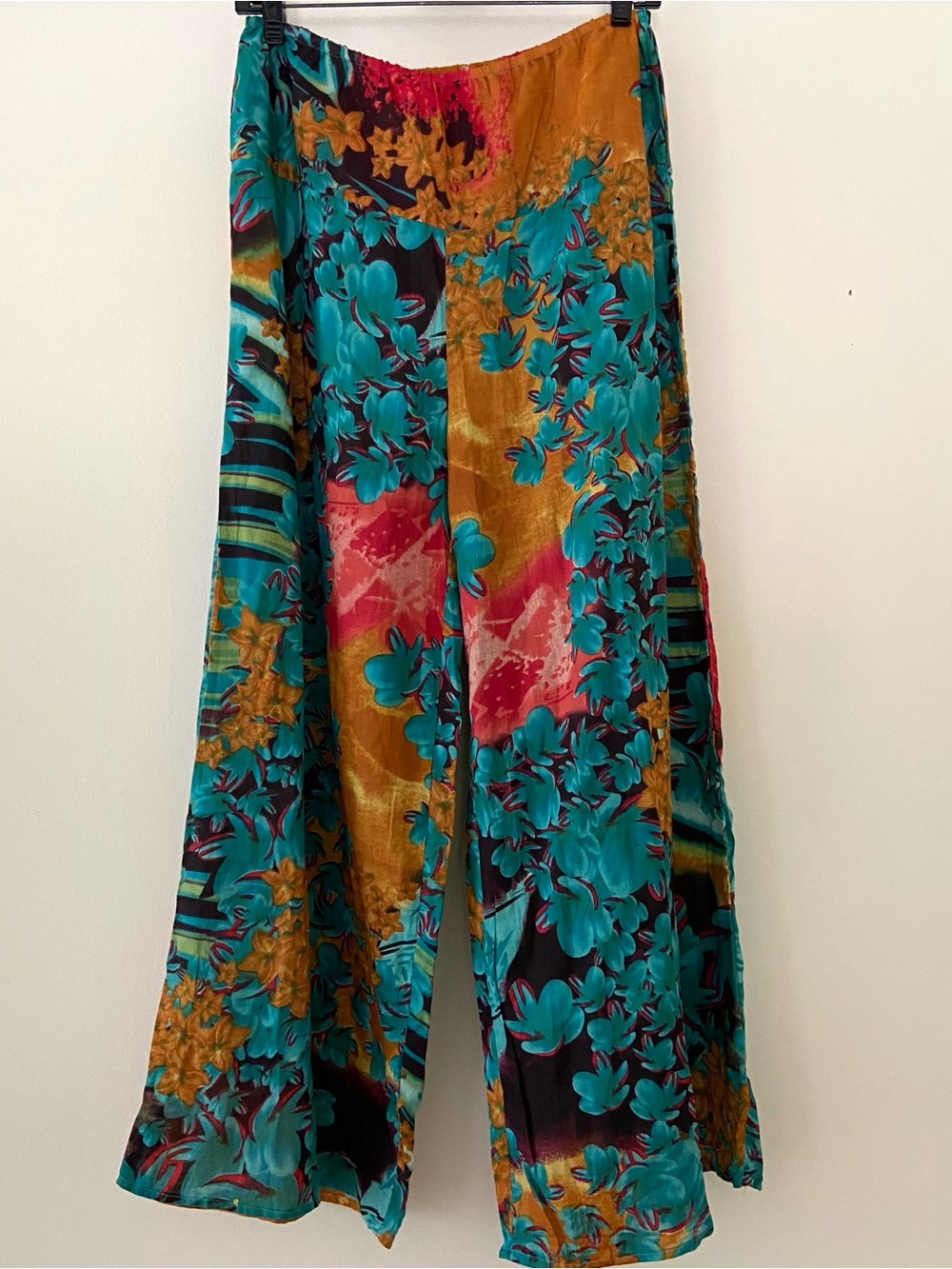 NWT Wide Leg Pants Harem Boho Cool Hippie Festival Size S / M Cotton Colorful